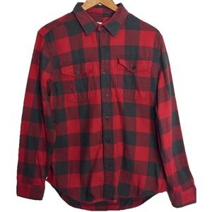 Vtg 90s American Eagle Flannel Shirt Mens Med Red Plaid Lumberjack Pockets Flaps